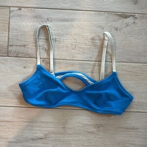 Blue and White Women's Swim Top